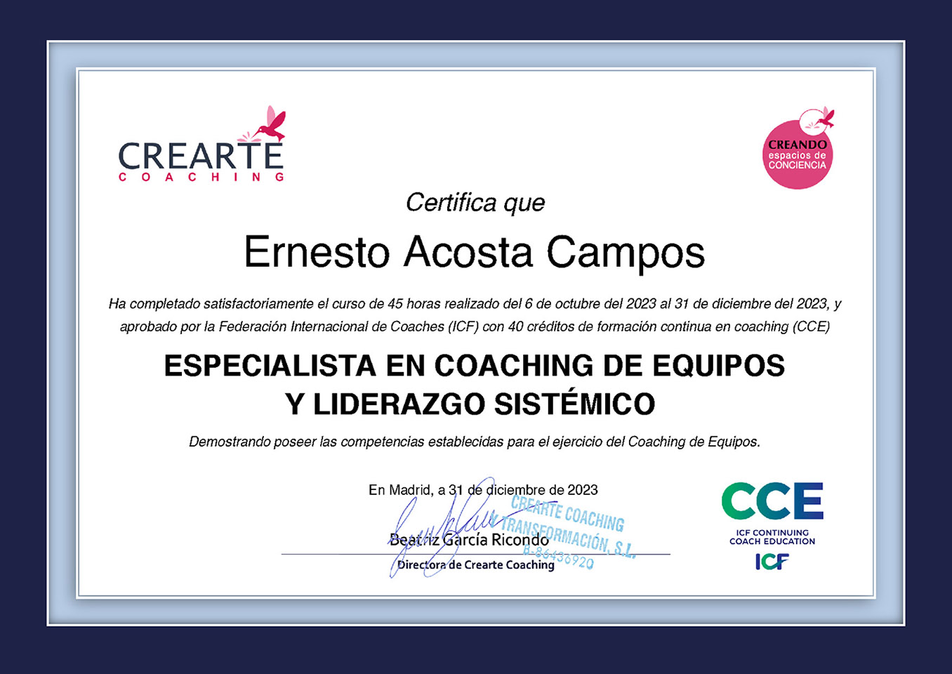 certificacion especialidad coaching de equipos